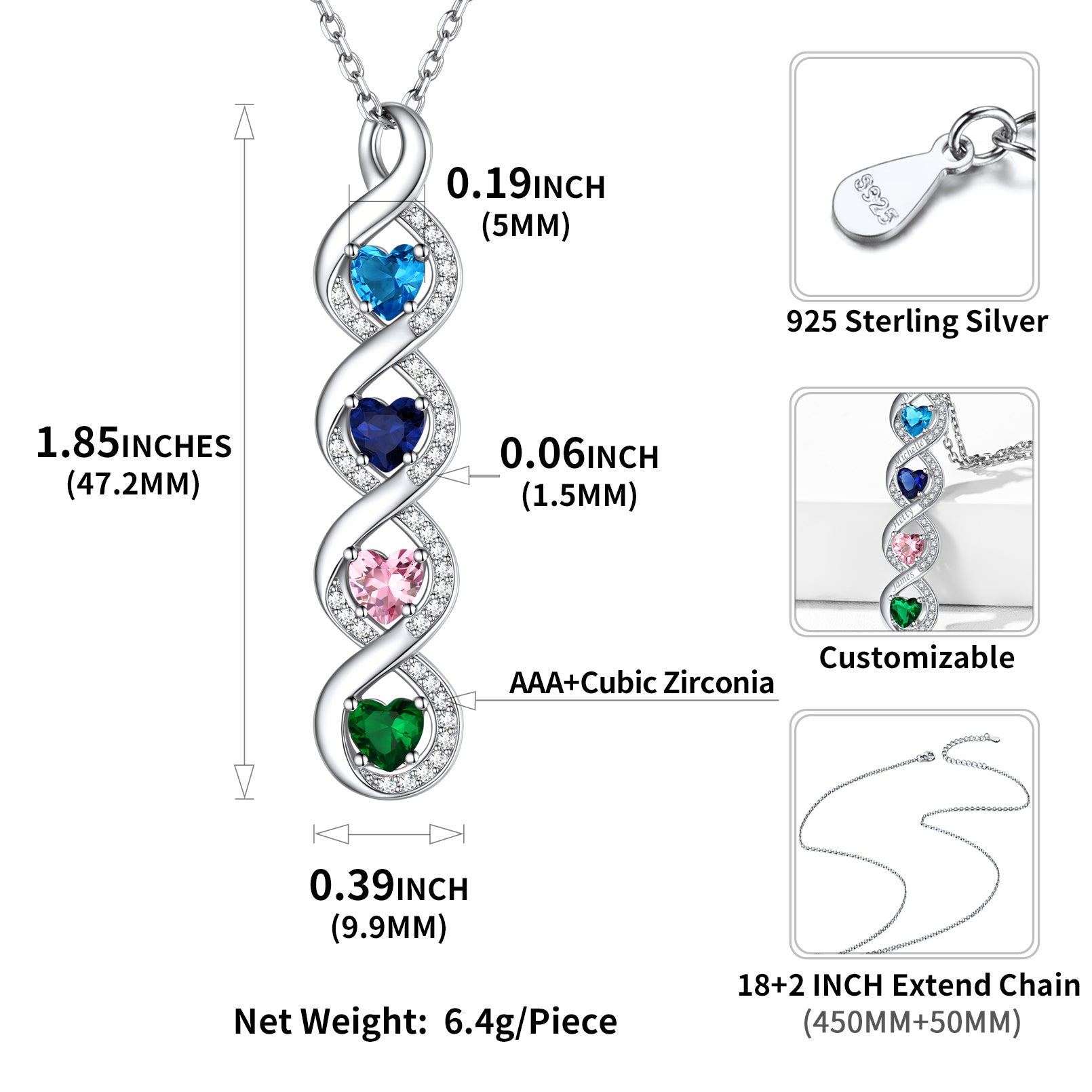 Custom Engraved Kids Name Birthstone Circle Necklace Personalized Gift Mom  Stone | eBay
